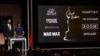 A screen showing the Oscar nominees for Best Picture as announced by actor John Krasinski and Academy President Cheryl Boone Isaacs during the Academy Awards Nominations Announcement at the Samuel Goldwyn Theater in Beverly Hills, California, Jan. 14, 2016.