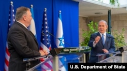 U.S. Secretary of State Mike Pompeo meets with Israeli Prime Minister Benjamin Netanyahu at the Prime Minister’s residence in Jerusalem, May 13, 2020. (Credit: State Department Photo by Ron Przysucha)