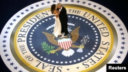 U.S. President Donald Trump and first lady Melania Trump attend the Commander in Chief/Salute to Armed Forces Ball in honor of his inauguration in Washington, Jan. 20, 2017.