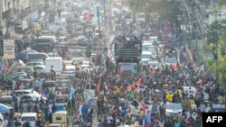 Supporters of the Pakistan Peoples Party (PPP) attend a campaign rally in Karachi on Feb. 5, 2024, ahead of the national elections.