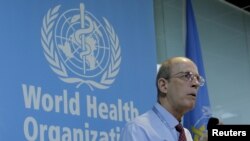 Lance Rodewald, team leader of the Expanded Program on Immunization of WHO China, speaks at a news conference in Beijing, China, March 29, 2016.