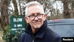 Former British football player Gary Lineker leaves his home in London, Britain, March 12, 2023. 