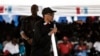 Incumbent Rwandan President Paul Kagame gives a speech during a campaign rally July 31, 2017, in Gakenke, Rwanda, ahead of the August 4 presidential election.