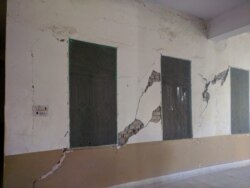 Walls are cracking, exposing the brick underneath, in a government building in Quetta, in Pakistan's Baluchistan province. (Photos courtesy of University of Baluchistan)