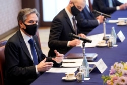 U.S. Secretary of State Antony Blinken meets Japanese Foreign Minister Toshimitsu Motegi, March 16, 2021.