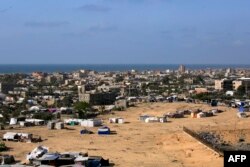 A camp for displaced Palestinians is situated in Rafah, in the southern Gaza Strip, on May 25, 2024.