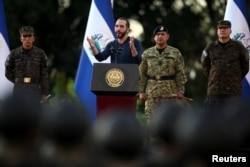 FILE - El Salvador's President Nayib Bukele speaks in San Salvador, El Salvador, Nov. 23, 2022.