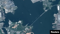 Una imagen de satélite muestra el puente Francis Scott Key en Baltimore, Maryland, EEUU, el 6 de mayo de 2023. Maxar Technologies vía Reuters.
