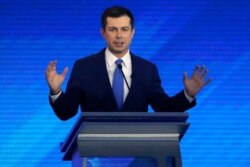 Democratic presidential candidate former South Bend, Ind., Mayor Pete Buttigieg speaks during a Democratic presidential primary debate, Feb. 7, 2020, at Saint Anselm College in Manchester, N.H.