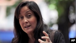 Aktivis Venezuela Rocio San Miguel di Caracas, Venezuela, pada 14 September 2011. Ia adalah salah satu tokoh HAM yang ditangkap pemerintah.