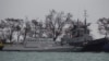 Ukrainian naval ships, which were recently seized by Russia's FSB security service, are seen anchored in a port in Kerch, Crimea, Nov. 28, 2018. 