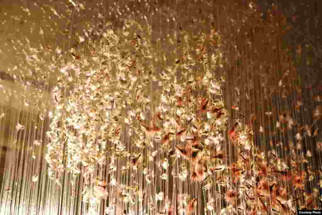 The artist enjoys working with monofilament fishing line, which she used here to suspend thousands of fishing flies (Photo: B. Lace)