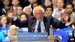 FILE - Democratic presidential candidate Sen. Bernie Sanders speaks to a gathering of supporters during a campaign rally. Sanders won 51 percent of the vote in West Virginia.