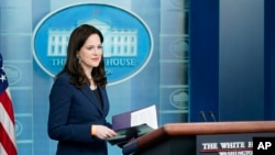 FILE - Anne Neuberger, Deputy National Security Advisor for Cyber and Emerging Technology, arrives to speak at a press briefing at the White House, Monday, March 21, 2022, in Washington. (AP Photo/Patrick Semansky)