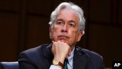 CIA Director William Burns listens during a Senate Select Committee on Intelligence hearing about worldwide threats, on Capitol Hill in Washington, April 14, 2021. 