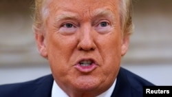 FILE - U.S. President Donald Trump speaks at the White House in Washington, July 31, 2017.