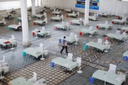 Beds are seen inside a Gurudwara (Sikh Temple) converted into a COVID-19 care facility in New Delhi, India, May 5, 2021.