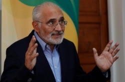 Bolivia's opposition presidential candidate Carlos Mesa speaks during a press conference in La Paz, Bolivia, Oct. 23, 2019.