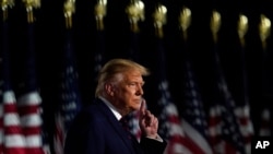 President Donald Trump speaks from the South Lawn of the White House on the fourth day of the Republican National Convention, Aug. 27, 2020, in Washington.