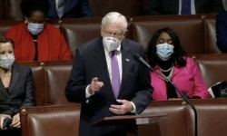 U.S. House Majority Leader Steny Hoyer, D-Md., speaks during debate ahead of a House of Representatives vote on impeachment against President Donald Trump for his role in the Jan. 6 Capitol siege.