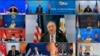 Esta captura de video proporcionada por VTV muestra al secretario de Estado de EE. UU., Mike Pompeo, hablando durante una reunión en línea con cancilleres de la ASEAN el 10 de septiembre de 2020. Pompeo fue sancionado por China el 20 de enero de 2021.