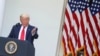 El presidente Donald Trump durante una rueda de prensa celebrada en el Jardín de las Rosas de la Casa Blanca, el 26 de mayo de 2020.