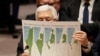 Palestinian President Mahmoud Abbas holds a document while speaking during a Security Council meeting at the United Nations in New York, Feb. 11, 2020. 