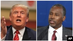 Republican presidential candidates Donald Trump, left, and Ben Carson.