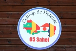 This pictured taken July 2, 2018 shows the logo of five-nation French-backed anti-terror unit, the "G5 Sahel" force.