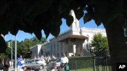 Eid festivities like here at the Islamic Center of Washington have been scaled back this year, 11 Sep 2010