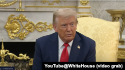 2025年8月25日，唐纳德·特朗普总统在白宫与韩国总统李在明举行的双边会晤中发表讲话。
