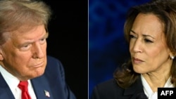 This combination of pictures created on Sept. 10, 2024 shows
Vice President and Democratic presidential candidate Kamala Harris and former President and Republican presidential candidate Donald Trump participating in a presidential debate.