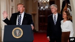 President Donald Trump speaks in the East Room of the White House in Washington to announce Judge Neil Gorsuch as his nominee for the Supreme Court, Jan. 31, 2017.