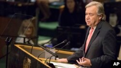 United Nations Secretary-General Antonio Guterres speaks during the 72nd session of the United Nations General Assembly at U.N. headquarters, Sept. 19, 2017. 
