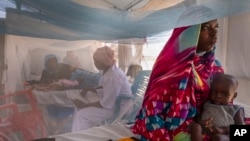 Sudanese children suffering from malnutrition are treated at a Medecins Sans Frontieres clinic in Metche Camp, Chad, near the Sudanese border, on April 6, 2024.