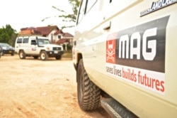 MAG teams leave Phonsavan for their deployments across Xiangkhouang Province, Nov. 1, 2019. (Zsombor Peter/VOA)