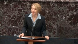 In this image from video, Jane Raskin, an attorney for President Donald Trump speaks during the impeachment trial against Trump in the Senate at the U.S. Capitol in Washington, Jan. 27, 2020.