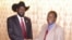 President of South Sudan Salva Kiir and VOA South Sudan in Focus host John Tanza at UN on Saturday, September 24,2011