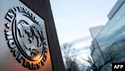 FILE - The seal for the International Monetary Fund is seen in Washington, D.C., Jan. 10, 2022.