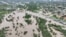 A drone view shows the flooded area at Molapo Crossing Mall and the Western Bypass highway in Gaborone, Botswana, Feb. 19, 2025 in this screengrab from a video obtained from social media. 