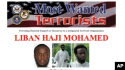 This most-wanted flier provided by the FBI shows Liban Haji Mohamed, an alleged recruiter for the al-Shabab terror group in Somalia.