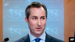 FILE - U.S. State Department spokesperson Matthew Miller, shown here in Washington on July 18, 2023, said in an interview with VOA that "when it comes to using non-U.S. provided weapons, ultimately Ukraine will make its own decisions."