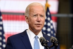 FILE - U.S. Democratic presidential nominee and former Vice President Joe Biden speaks about safety in America during a campaign appearance in Pittsburgh, Pennsylvania, August 31, 2020.