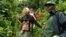 FILE - Dominique Bavukahe-Manir, chief inspector of the Jomba area at the National Park of Virunga in the DRC accompanies tourists to observe gorillas.