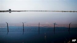 Wastewater pools outside Petrodar oil facility in Paloich, South Sudan. (2010 file photo)