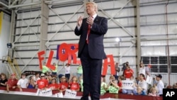 Republican presidential candidate Donald Trump speaks at a rally Tuesday, Sept. 27, 2016.