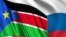 Photo montage of South Sudan and Russian flags