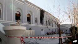 A view of the guesthouse after a bomb blast in Kandahar, Afghanistan, Jan. 11, 2017. 