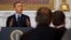 President Barack Obama speaks to members of the National Governors Association in the State Dining Room of the White House in Washington, Feb. 24, 2014.