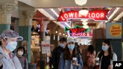 Suasana di Pasar Pike Place, Seattle, di tengah pandemi Covid-19, 7 Juli 2020. 
